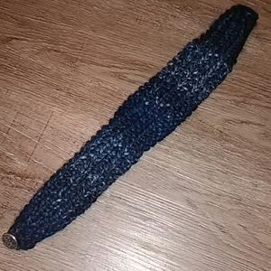 Earwarmer Headband - handmade blue knit wool small